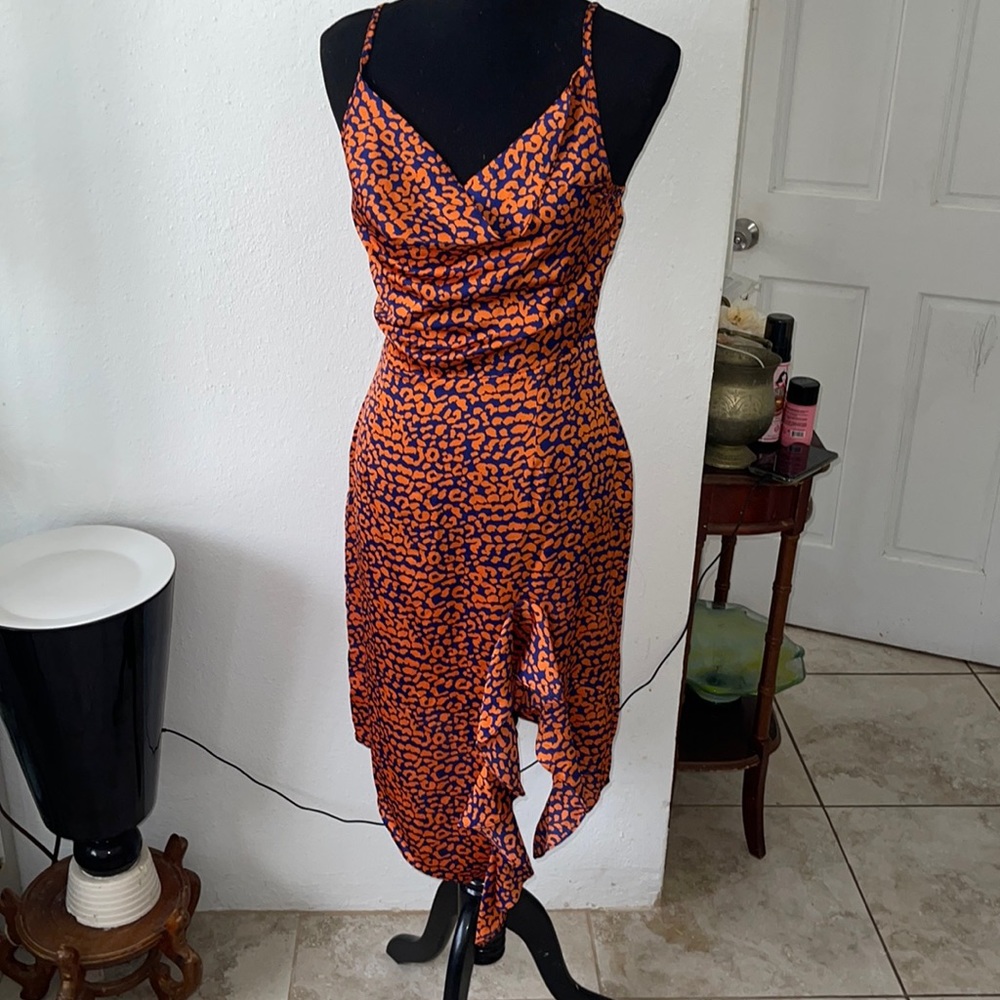 Drape Colored Leopard Print Dress